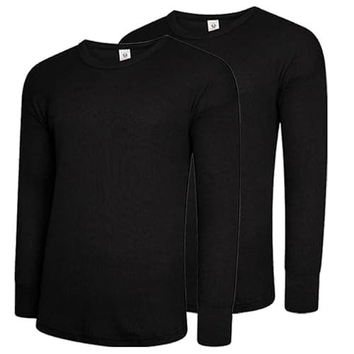 DOLCE ENVY Men's Thermal 2 Pack Long Sleeve Tops Warm Base Layer for Winter Suitable for Daily Use High Performance Full Sleeves Tops (Large, Black) — view 2