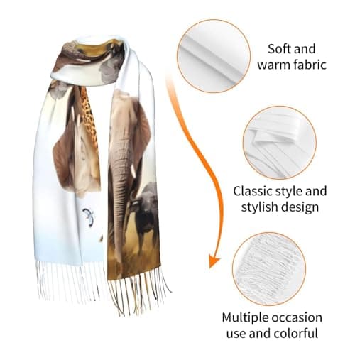 LGHHGY Fringed Scarf for Women – Warm Animal Safari Print Shawl – Perfect for Fall and Winter, Fashionable Travel Accessory — view 6