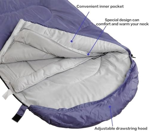 3-Season Sleeping Bag for Adults, Ultralight & Waterproof Backpacking Sleeping Bag with Compression Sack, Warm Cold Weather Camping Bag for Hiking, Outdoor Travel (Navy Blue) — view 5