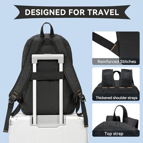 OMOUBOI Small Causal Daypack 14 Inch Laptop Backpack for Teenager Men Women Lightweight School Bags College Bookbag Water Resistant Travel Backpack Rucksack Work Bag (Black) — view 5