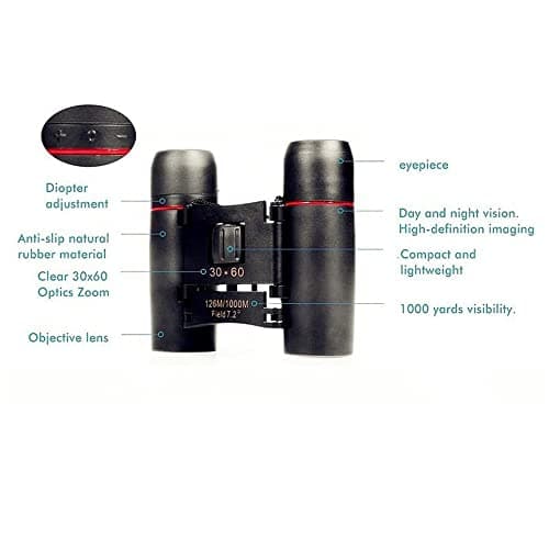 30x60 Portable Mini Binoculars, Wide View Angle Folding Binoculars Telescope with Low Light Night Vision for Outdoor Bird Watching Camping Hiking Traveling — view 3