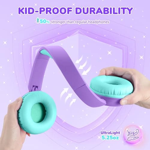 iClever BTH22 Kids Headphones Wireless 60H Play Time for Toddler Travel — view 4