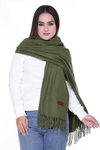 World of Shawls Luxurious Cashmere Feel Shawl Wrap for Women - Soft, Warm, Lightweight & Elegant, Perfect for Winter, Travel, Weddings or Gift (Olive Green) — view 2