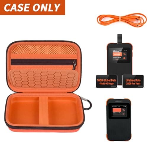 Hard Case Compatible with SIMO Solis 5G WiFi Mobile Hotspot, Travel Router for Hotel WiFi Storage Holder Bag with Mesh Pocket for Charger USB Cable and Accessories (Box Only) - Orange — view 2