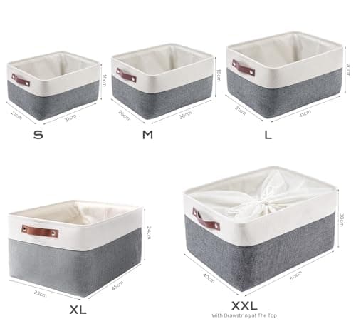 Mangata Woven Fabric Storage Boxes, Canvas Organizer Storage for Clothes, Toys, Shelves(M, Cold Grey) — view 3