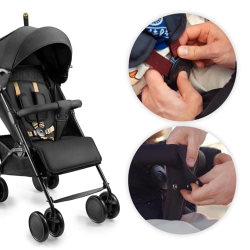 Kinderkraft Stroller Siesta 2 up to 22 kg, Lightweight, only 7.9 kg, Umbrella fold, Lie-Flat Position, Adjustable footrest, Breathable Canopy with mesh and Peekaboo Window, Compact, Black — view 5