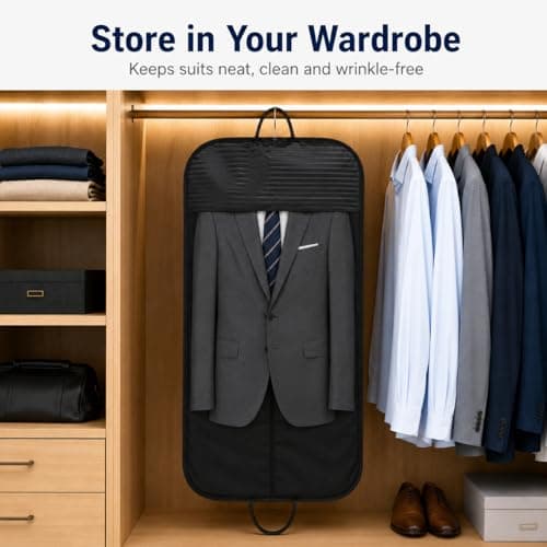 BINBE Suit Bag Oxford Fabric for Travel Suit Carrier, Black 100 x 60 cm — view 6