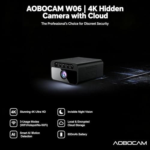 AOBOCAM Mini Spy Camera 4K, Compact WiFi Camera, App Control — view 2