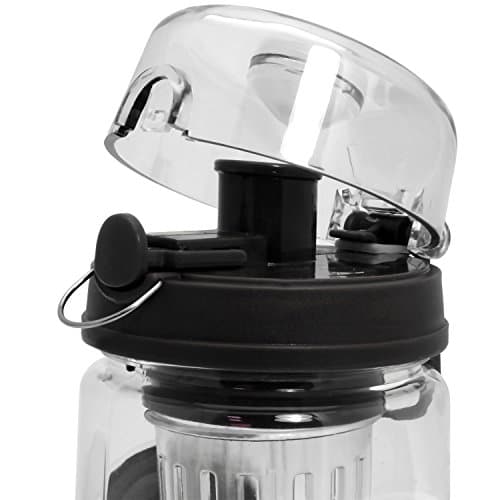 CampTeck 1 Litre 1000ml Fruit Infuser Water Bottle (BPA Free Tritan Plastic) with Leak Proof Lid + Lock & Carry Handle - Black — view 2