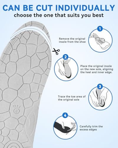 Insoles for Men and Women, Work and Boot Shoe Insoles UK8-12(11.8in) Blue — view 3