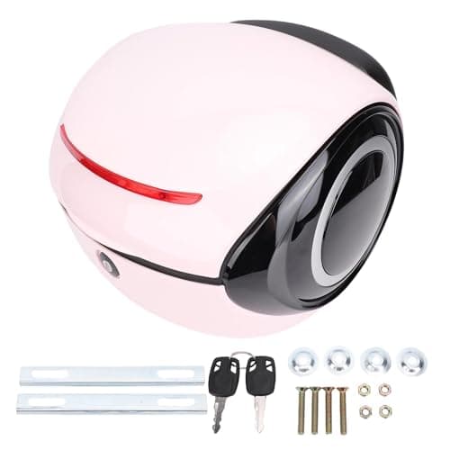 Drfeify Motorcycle Top Case ABS 32L Motorcycle Rear Case Portable Trunk Box with PU Lining Reflective Strip and Backrest for Commuting Touring Motorcycles (Pink) — view 6