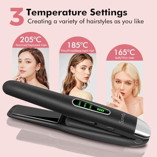 SUNMAY Voga 2 in 1 Cordless Hair Straighteners and Curler, Travel Wireless Portable USB Rechargeable Straightener, Mini Flat Iron Curling Wand with Titanium Plate –3 Temperature Temps, 5000mAh Battery — view 3