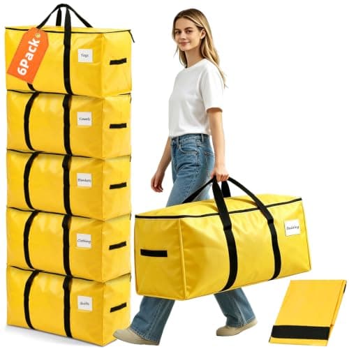 Heavy Duty Moving Bags Extra Large Storage Bags, Yellow, 6 Pack