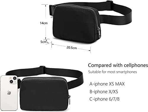 Belt Bag Waist Pack Bum Bag Fanny Pack Crossbody Bags for Women and Men with Adjustable Strap Small Waist Pouch for Travel Workout Running Hiking, Black — view 4