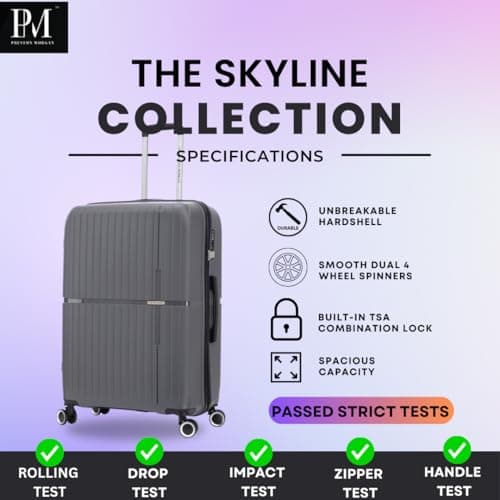 Medium Suitcase Unbreakable Hard Shell on 4 Dual Spinner Wheels Super Lightweight Hold Check in with Built-in TSA Lock | Green — view 2