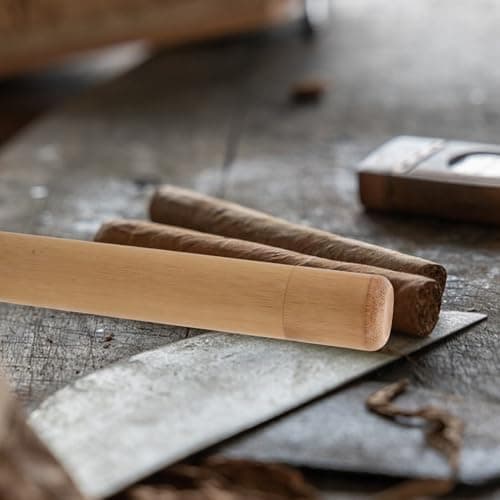 Abaodam Bamboo Cigar Tube Travel Case for One 14cm Cigar, Beige — view 5