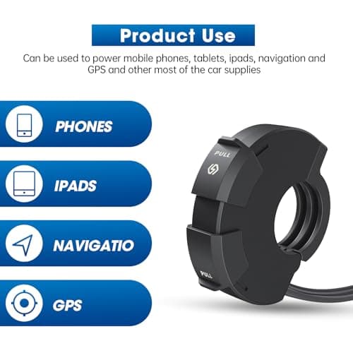Motorcycle USB Charger Waterproof with Dual Quick Charge Ports - 30W Type-C and QC 3.0 18W USB Fast Charger for Phone, Tablet & GPS, Motorbike Handlebar Adapter Socket for DC 12V-24V Motorcycles — view 6