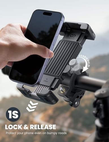 Lamicall Foldable Bike Phone Holder Bicycle - 【Quick Release Clamp】 Motorbike Phone Holder, Universal Motorcycle Handlebar Mount for iPhone 17 Pro Max 16 15 14 13, Samsung S25 Ultra, All Phones — view 2