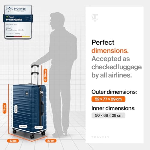 Polycarbonate XL Suitcase Large 77cm - 158cm Linear Dimensions - 20kg Suitcase Including TSA Lock, Hard Shell, Travel Case — view 4