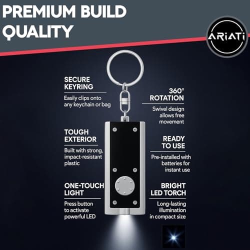 2-Pack Mini LED Keychain Flashlights | Compact and Bright Pocket Torch with Key Chain & Built-In Batteries | Keyring Mini Torch LED Light for Camping Outdoor Adventures, Emergencies & Everyday Use — view 4