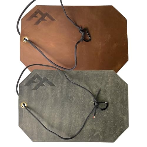 Forest Fundamentals™ Artisan Fire Mat | Handmade Thick Genuine Leather | Water & Flame Resistant | Tinder Shavings & Ferro Rods, Whittling & Flint Knapping Protection, Seat & Kneeling Mat (Brown)