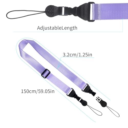 Mabor Adjustable Camera Neck Strap - Universal Tablet Shoulder Strap for Binocular, Laptop, Phone - Purple Nylon Lanyard — view 2