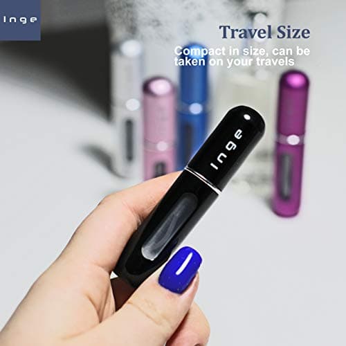 Inge Perfume Atomiser Set 5PCS | Refillable Mini Perfume Travel Bottle & Atomiser Spray Bottles | 5ml Portable Fragrance/Aftershave Atomisers for Men & Women | Ideal Travel Accessories — view 4