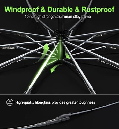 TUMAAOTU Compact Inverted Umbrella with Never Forget Carabiner Handle - Travel Umbrella Windproof Strong, Reverse Umbrellas for wind rain, Auto Open Close, 10 Rib Durable Frame for Women Men (Grey) — view 3