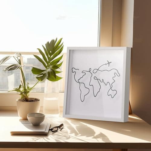 MUXIUNT Travel Adventure Archive Memory Box with Slot,8x8in White World Map — view 6