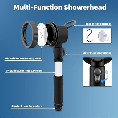 Uplayteck Portable Camping Shower, 8000mAh Rechargeable Outdoor Shower Pump — view 6