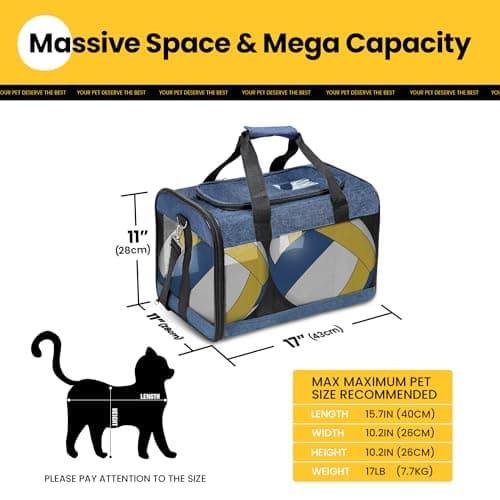 Conlun Cat Carrier Airline Approved, Soft-Sided Dog Carrier with Inner Safety Leash, Pet Transport Carrier for Small-Medium Cats Puppies up to 7KG, Collapsible Travel Kitten Carrier Bag,Blue(M) — view 2