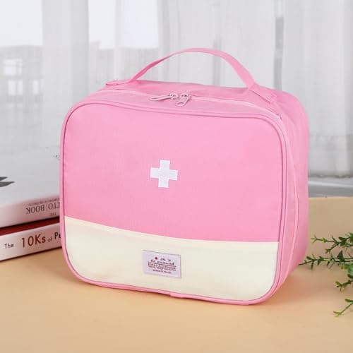 Fadcaer First Aid Kits,Portable Red Bag Emergency Kit,Large Emergency Medical Kit,Empty Medicine Bags,Medicine Storage Bag,Travel Empty Medical Medicine Bags for Camping and Home,Car (Pink) — view 6