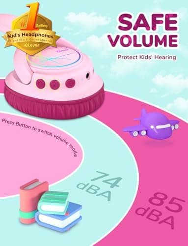 iClever BTH18 Kids Headphones Wireless with LED Lights 43H Playtime Travel — view 2