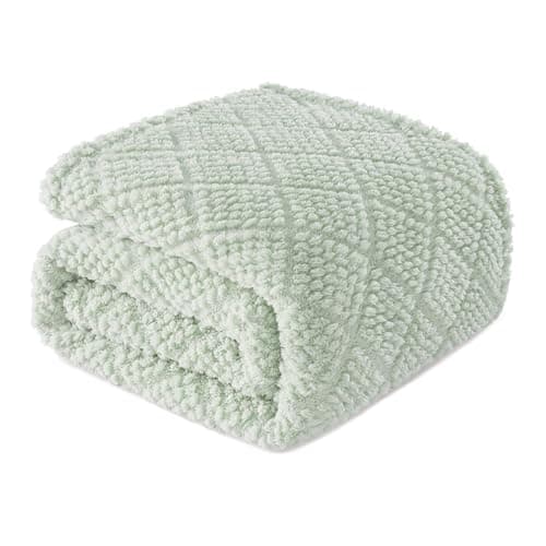 Whale Flotilla Soft Jacquard Throw Blanket for Sofa, Sage Green