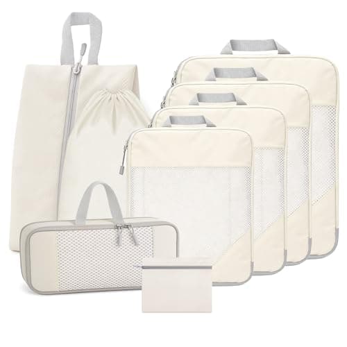 8PCS Packing Cubes Compression Set, Travel Packing Cubes for Backpack Suitcase Organiser Bags Home Storage Shoes Bags for Carry on Hand Luggage Travel Essentials Bag