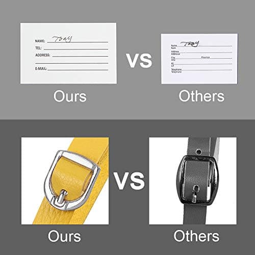 Luggage Tags, Microfiber Leather Personalized Suitcase Tag Set Luggage id Tags Labels Travel Accessories-Set of 4(Yellow) — view 6