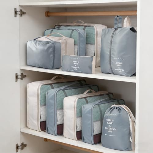 14 Piece Packing Cubes, Dual Colour Packing Cubes for Suitcases, Packing Cube for Holiday & Business Travel (14, Graphite & Bondi Blue) — view 6