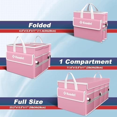 K KNODEL Car Boot Storage Organiser with Cover for SUV (Medium, Pink) — view 2