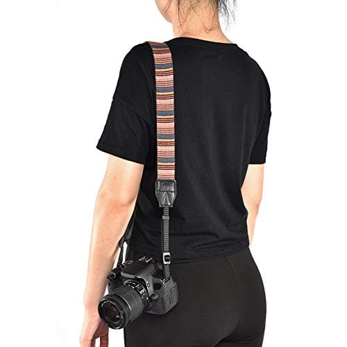 LIZEALUCKY Camera Strap Retro Cotton Canvas Woven Strap Universal Shoulder Neck Sling Belt with Harness Adapter Fits for ALL DSLR SLR Cameras (secondary color) — view 5