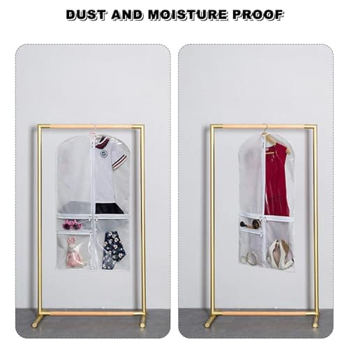50.4" Hanging Garment Bag with 3 Zipper Pockets, Waterproof Clothes Covers, Hanging Dress Bags with 4 Zipper Pockets, Foldable Travel Garment Bag for Dancers Kids Women (White) — view 4