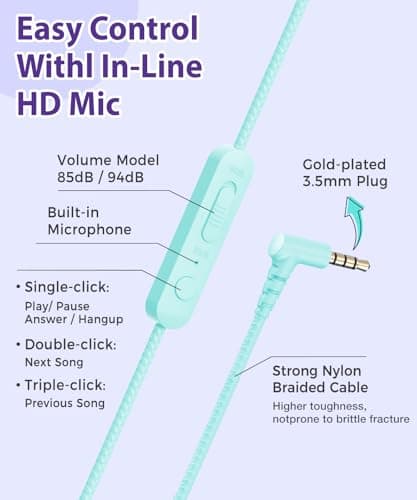 Rockpapa C24 Kids Headphones Wired with Microphone for School 3.5mm Jack — view 3