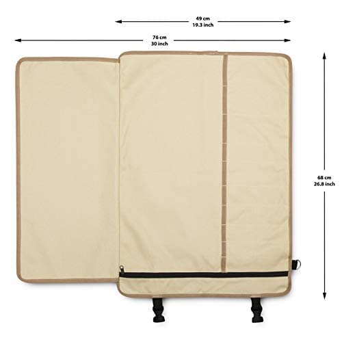 OUTSTANDER Chefs Knife Roll Bag with 11 Slots, Heavy Duty 16OZ Waxed Canvas Knives Case for Camping, Waterproof Storage Tool Wrap for Equipment of Chef, Comes with Shoulder Strap (Beige) — view 3
