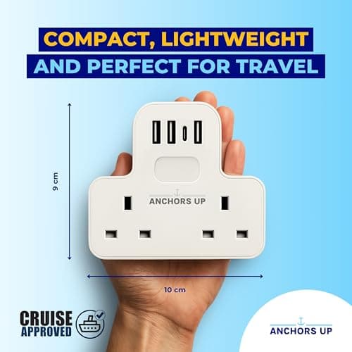 Cruise Approved UK Extension Multi-Plug 7-in-1 – Non Surge for Cruise Ships – 4 USB Ports and Night Light – Works on P&O, Marella, Cunard, Fred Olsen, Ambassador and more – Cruise Essential — view 4