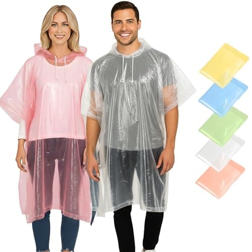 REDSTAR Coloured Disposable Rain Ponchos for Adults - Assorted Disposable Rain Poncho Adult Waterproof Pac a Mac Women and Men - Emergency Lightweight Pac a Mac for Travel and Festival Accessories