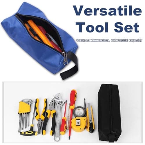 3 Pcs Multipurpose Tool Bags, Small Tool Pouches Zipper Tool Bags Waterproof Tool Organisers with 3 Hanging Buckles, Canvas Tool Storage Bags for Organising Screwdrivers Wrenchs Pliers Brushes Tools — view 4
