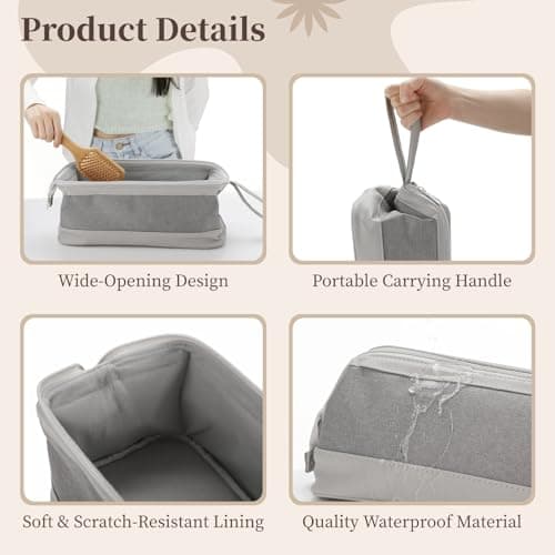 Travel Storage Bag, Compatible with Shark Flexstyle Hair Dryer, with Handle, Zipper Closure & Scratch-Proof Lining, Organizer for Hair Styling Tools, Curling Irons, Flat Irons (Light Grey) — view 3