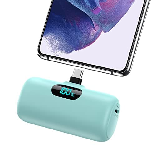 Feob Power Bank USB C 5000mAh,15W PD 3.0A Fast Charging Portable Charger Mini Power Bank LCD Display Battery Pack Compatible with iPhone 17/16/15 Series, Samsung/Note/Moto/LG/Pixel/Nexus etc - Green