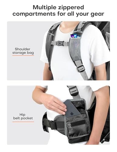 besrey Baby Backpack Carrier, Toddler Hiking Backpack with Safety 3-Height Seat, Adjustable Straps&Waist Belt, Foldable Frame Lightweight Large Capacity Child Carrier for Hiking (Silver Grey) — view 4