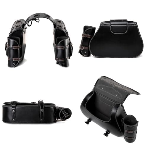 Jazuaiao General Motorcycle Saddlebag Set Waterproof PU Leather Side Bags with Drink Holder Stylish Bag for Daily Large Capacity Storage — view 4