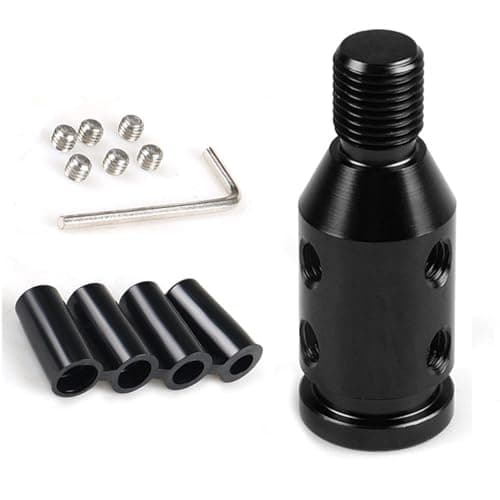 FYHJNC Car Gear Shift Knob Adapter, M12x1.25 Universal Gear Knob Adapter, Upgraded Aluminum Gear Stick Shifter Adapter with 4 Fittings 8mm 10mm 11mm 12mm for Non Threaded Shift Knob-Black